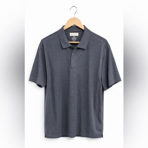 Joseph & Feiss Polo Shirt Mens XL Gray Striped Pima Cotton Blend Short Sleeve